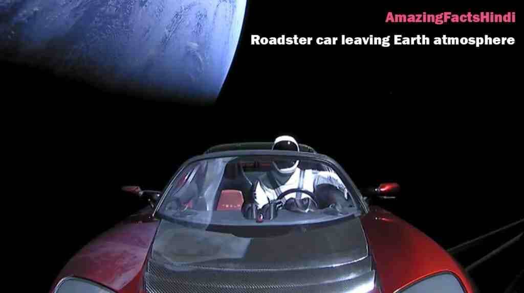 Elon Musk's Roadster Car Leaving Earth Atmosphere 